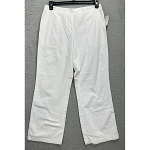 Van Heusen Pants Womens 12 White Stain Shield Khaki Chino High Rise Straight NEW